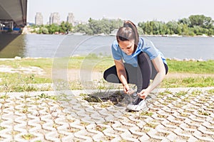 Fitness Sporty Young Woman ready exercise