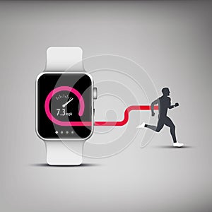 Fitness tracker app for smart watch concept with