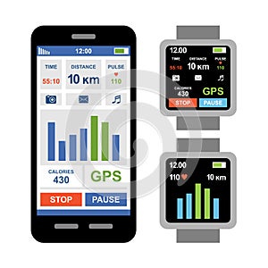 Fitness tracker app for smartwatch and smartphone