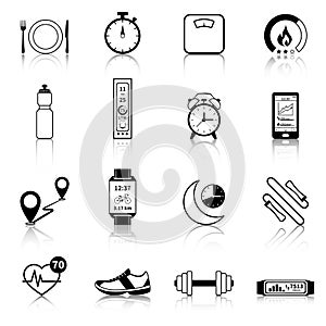 Fitness Tracker Black Icons