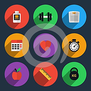 Fitness tracker flat icons