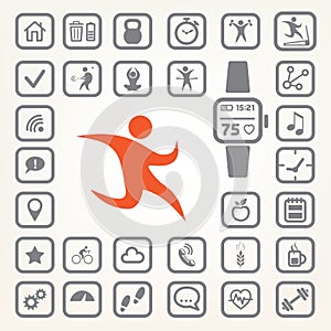 Fitness tracker icons set