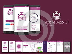 Fitness Tracker Mobile App UI, UX and GUI template.