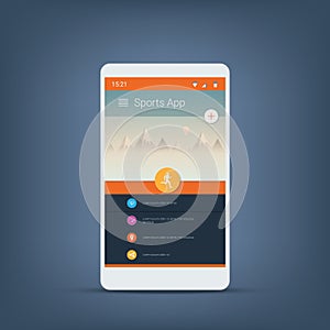 Fitness tracker or sports app user interface icons template for smartphone.