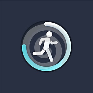 Fitness tracking app on mobile phone screen vector illustration flat cartoon style, smartphone with run tracker, running