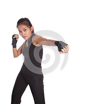 Fitness trainer with one hand stretch