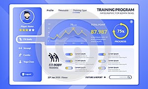 Fitness training program on infographic or admin panel template