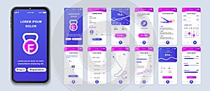Fitness UI application smartphone interface vector