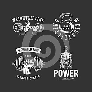 Fitness and weightlifting logo set