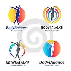 Fitness and wellness vector logo design. Body balance logo set