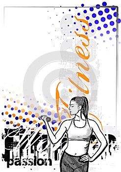 Fitness woman color poster background