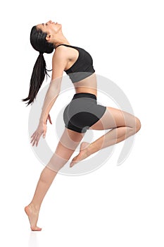 Fitness woman dancing doing aerobic exercises photo