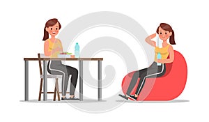 Fitness woman doing exercise character vector design. Healthy lifestyle no5