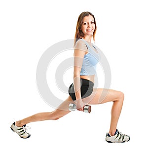 Fitness woman doing lunge exercise photo