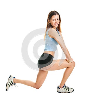 Fitness woman doing lunge exercise