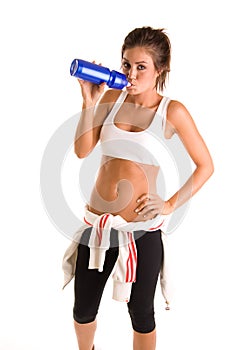 Fitness Woman Drinking Fluids