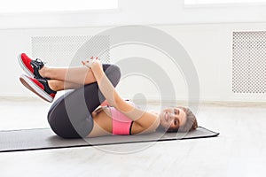 Fitness woman have rest after training