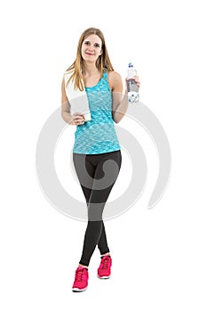 Fitness woman holding a water bottle