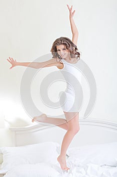 Fitness woman jumping