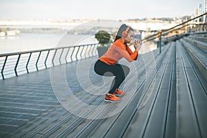 Fitness woman jumping outdoor
