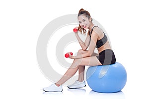Fitness woman sport training with exercise ball