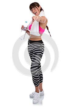 Fitness woman at sports workout training participating taking pa photo