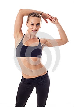Fitness woman on white