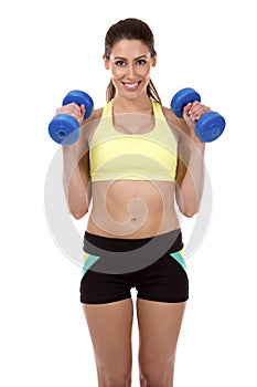 Fitness woman on white background