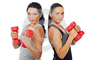 Fitness women holding dumb bell