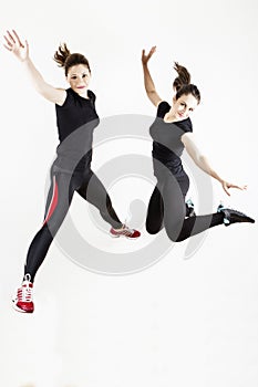 Fitness women jumping