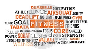 Fitness word cloud concept text is outline