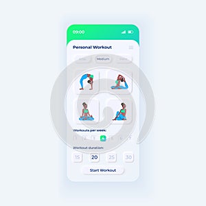 Fitness workout app smartphone interface vector template