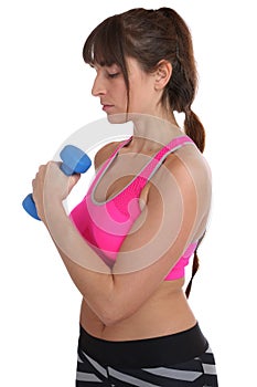 Fitness workout concentration focus woman at sports training wit