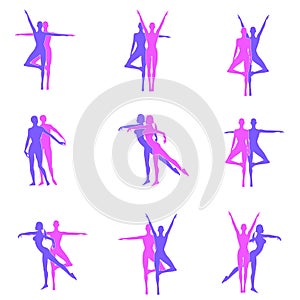 Fitness Yoga Dance Silhouettes