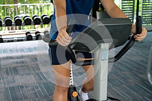 Sportman at fitness. equipment or device in gym.