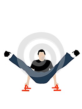 Fitnessman posing help of push-ups