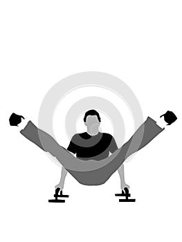 Fitnessman posing with help of push-ups