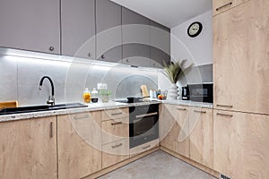 Fitted kitchen in small new apartment