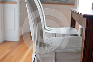 fitting a slipcover over a dining chair for adjustment