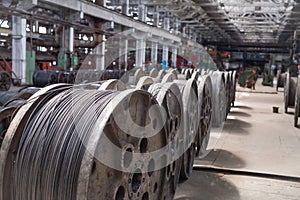 Fittings, mesh in warehouses. production warehouse at the cable plant