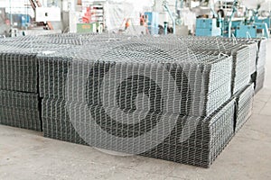 Fittings, mesh in warehouses. production warehouse at the cable plant