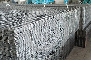 Fittings, mesh in warehouses. production warehouse at the cable plant