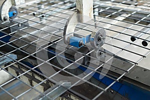 Fittings, mesh in warehouses. production warehouse at the cable plant