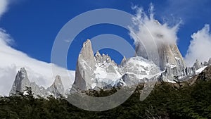 Fitz Roy Massif with clouds - El Chalten, Argentina