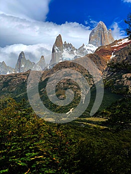 Fitz Roy Massif with clouds - El Chalten, Argentina