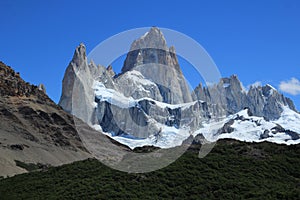 Fitz Roy mountain close up view. Fitz Roy is a mountain located near El Chalten