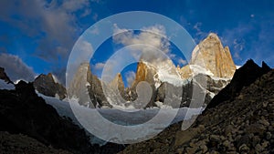 Fitz roy peak and range at sunrise