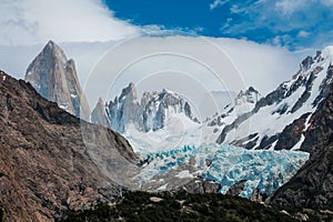 Fitzroy mountain and glacier in Chalten, Patagonia, Argentina
