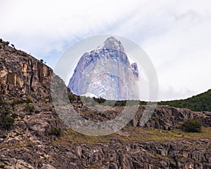 Fitzroy seen from el chalten in clouds