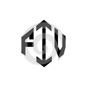 FIV letter logo design with polygon shape. FIV polygon and cube shape logo design. FIV hexagon vector logo template white and